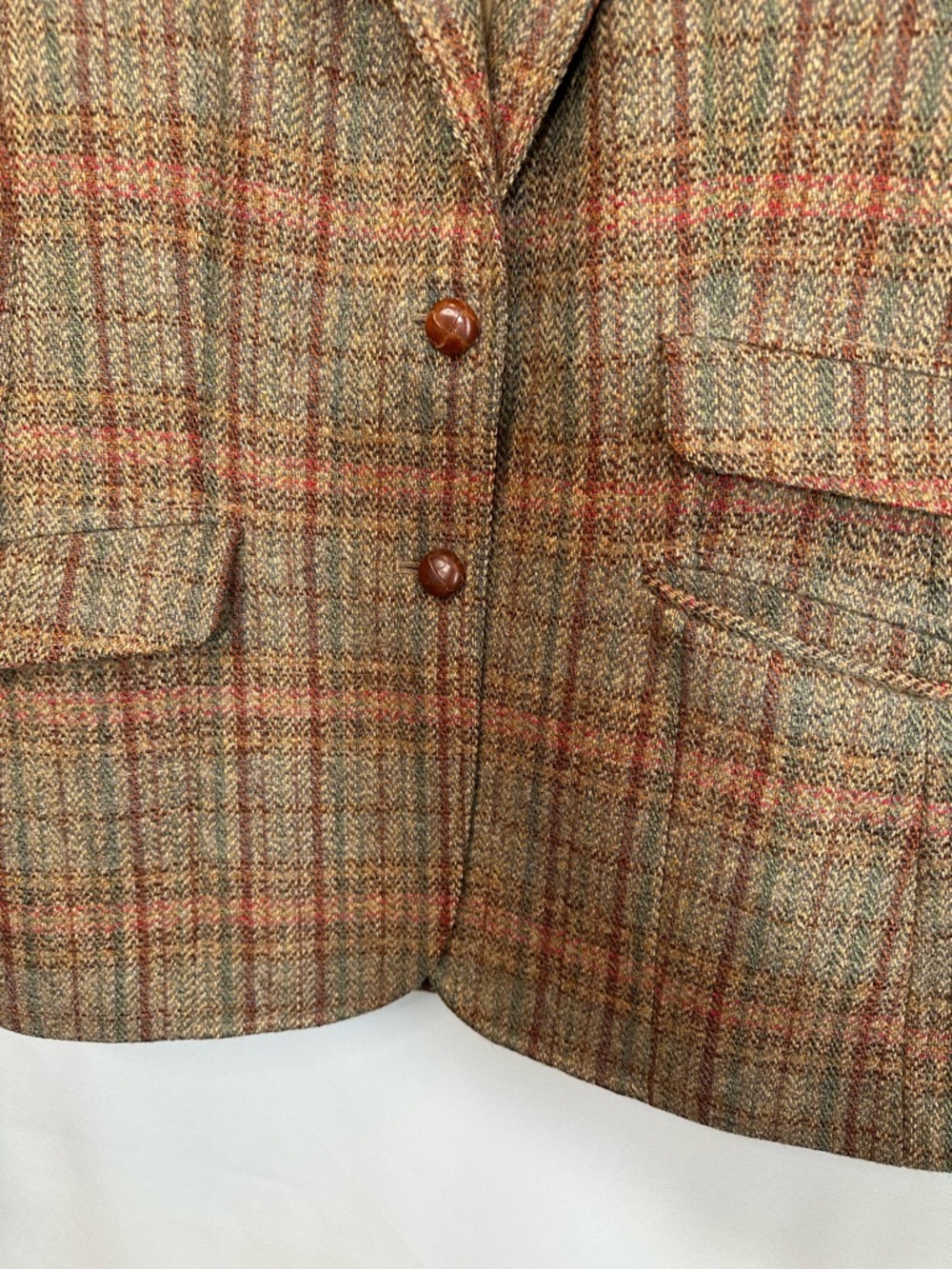 Evan Picone Women Size L Plaid Notch-Lapel Blazer 60% Wool 40% Silk Preppy VTG - Picture 7 of 9